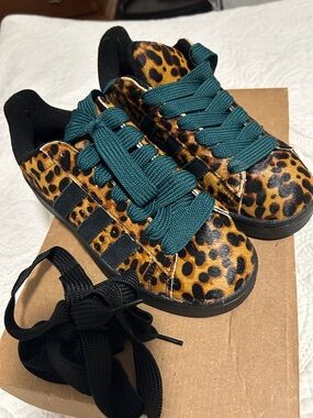 Adidas Campus 00s Leopard Print Sneakers with Green and Black Laces